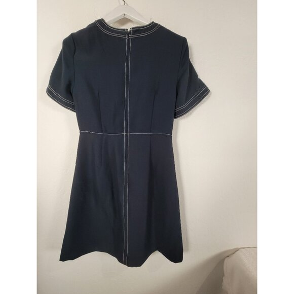 Banana Republic Navy Blue Short Sleeve Dress With Contrast Stitching Size 4 New - Picture 2 of 8